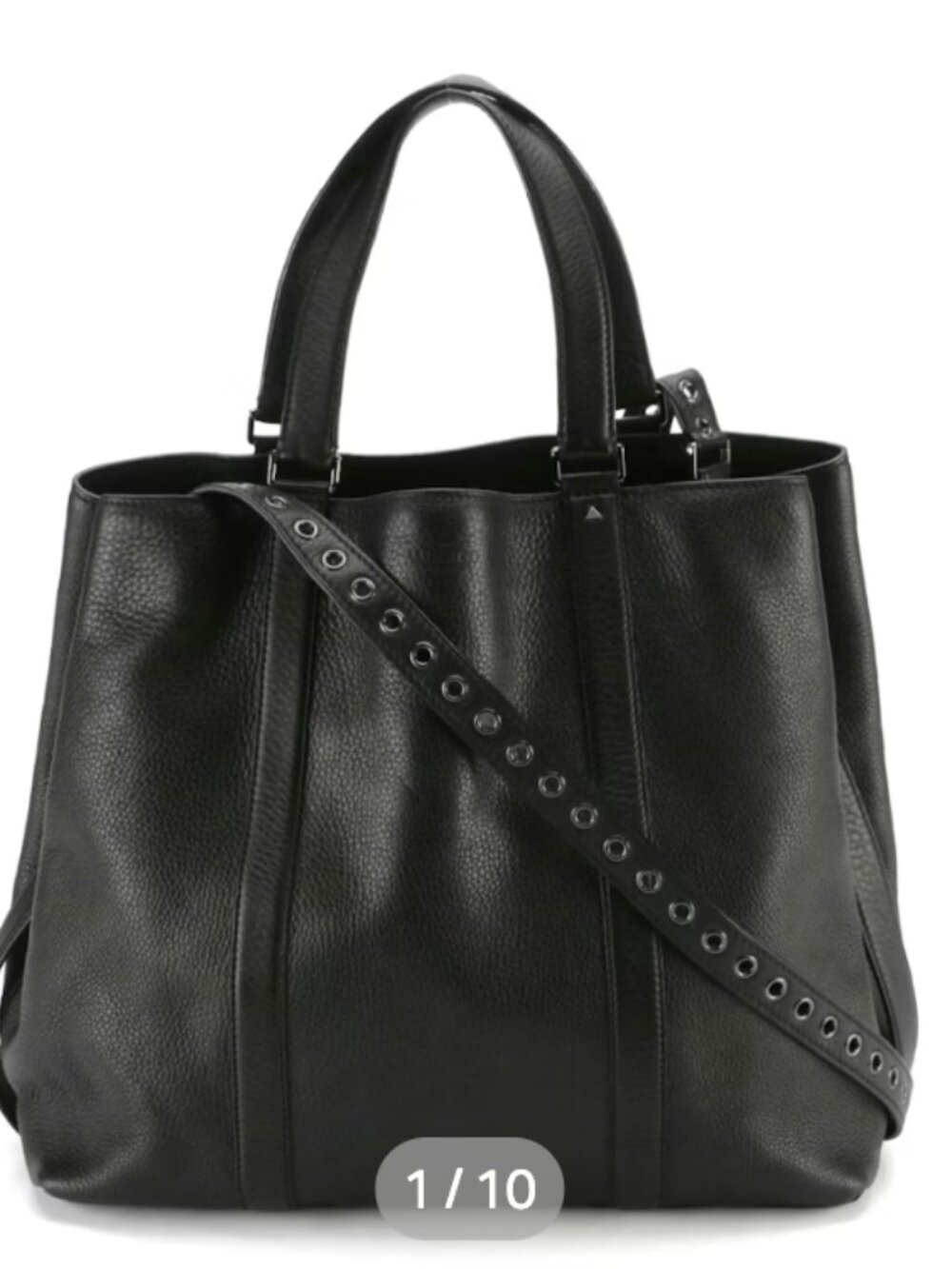 Valentino Garavani Large Rockstud 2Way Convertible Tote Black Grained Calfskin